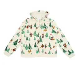 Disney Store Minnie And Friends Vintage Christmas Ladies' Loungewear Hooded Sweatshirt