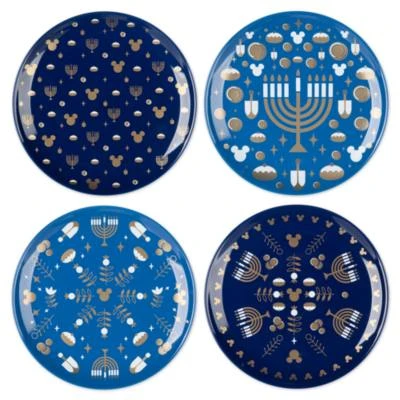 Disney Store Mickey Mouse Hanukkah Plates, Set Of 4 3 Disney Store Mickey Mouse Hanukkah Plates, Set Of 4