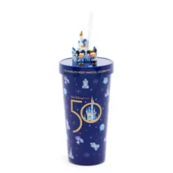 Walt Disney World 50th Anniversary Mickey And Minnie Straw Tumbler