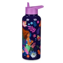 Disney Store The Little Mermaid Stainless Steel Water Bottle With Built-In Straw, Live Action Film