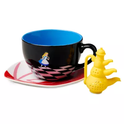 Disney Store Alice In Wonderland Mug, Saucer, And Tea Infuser Set 3 Disney Store Alice In Wonderland Mug, Saucer, And Tea Infuser Set